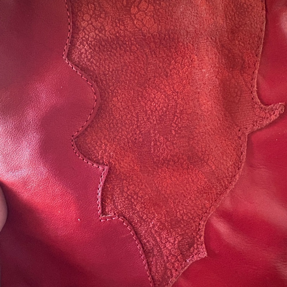 Vintage red tall boots, genuine leather and suede, size 7B - Picture 3 of 5